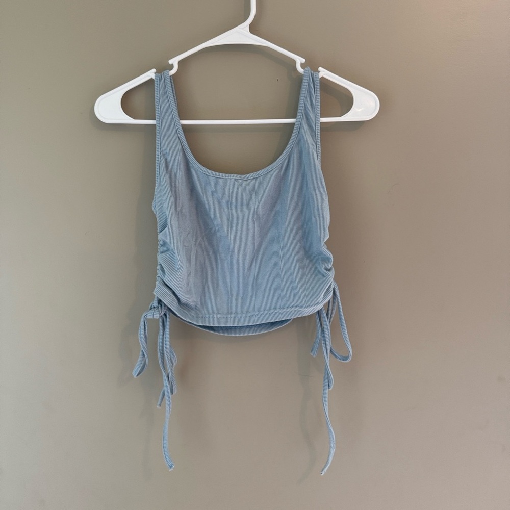 SHEIN Sky Blue Ruched Tank Top